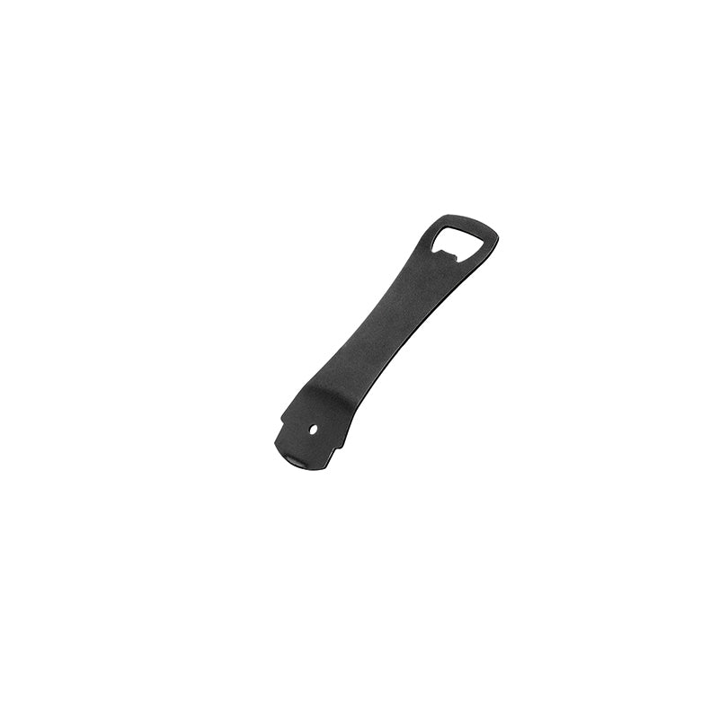 Auf einem schlichten weißen Hintergrund ist ein unalter Entnahmeschlüssel/Flaschenöffner für ASIA-GRILL 58543 + 58546 aus schwarzem Metall mit gebogenem Griff abgebildet.
