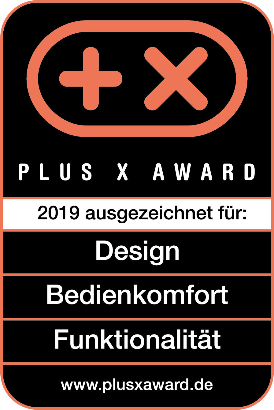 Der Unold Barbecue Power Grill wurde mit dem Plus X Award 2019 für Design, Bedienkomfort und Funktionalität ausgezeichnet. Das Logo besteht aus einem Plus- und einem X-Symbol. Weitere Informationen unter www.plusxaward.de.