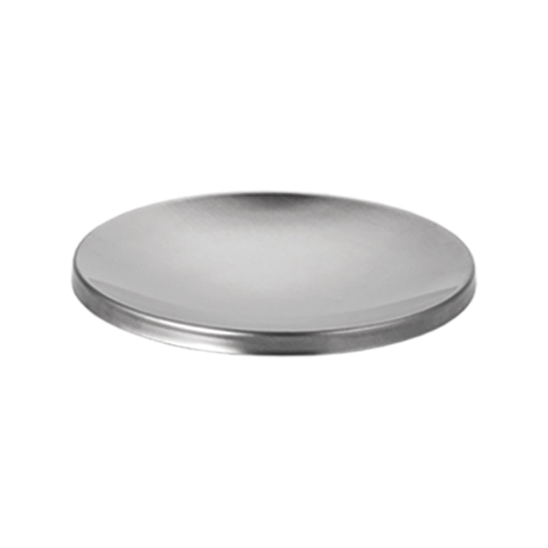 Eine runde, flache Metallscheibe mit glatten Kanten – unuld.comckel zur Metall-Grillplatte für RACLETTE 48726 – vor einem schlichten weißen Hintergrund.