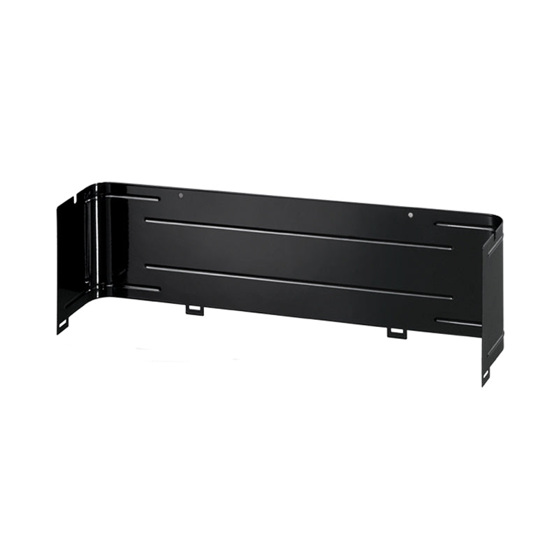 Der Unold Windschutz für BARBECUE-GRILL Vario 58565 ist eine schwarze, L-förmige Metallhalterung mit flachen Oberflächen, abgerundeten Ecken und mehreren Befestigungslöchern zur Wand- oder Gerätebefestigung.