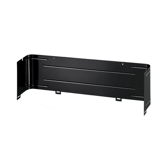 Der Unold Windschutz für BARBECUE-GRILL Vario 58565 ist eine schwarze, L-förmige Metallhalterung mit flachen Oberflächen, abgerundeten Ecken und mehreren Befestigungslöchern zur Wand- oder Gerätebefestigung.