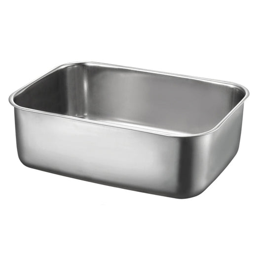 Der Unold Edelstahl-Innenbehälter für LUNCHBOX 58850 ist ein rechteckiger Edelstahlbehälter mit glatten, abgerundeten Kanten, abgebildet auf weißem Hintergrund.