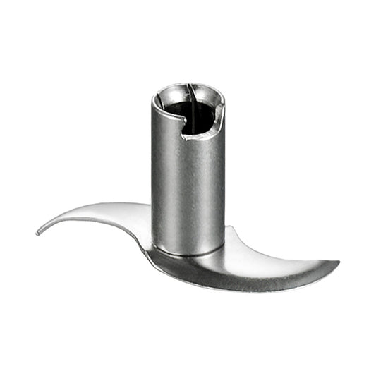 Das ESGE-Zauberstab Fleisch- und Gemüsemesser von ESGE Zauberstab ist ein Messeraufsatz aus Metall für Küchenmaschinen mit zwei scharfen, gebogenen Kanten und einer zentralen zylindrischen Nabe zur Befestigung.