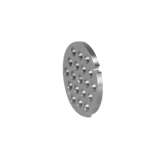 Die Unold Lochscheibe 7 mm für FLEISCHWOLF 78131 ist eine runde Metallplatte mit mehreren gleichmäßig verteilten Löchern, abgebildet auf weißem Hintergrund – ideal als Ersatzteil für Ihren Fleischwolf.