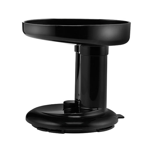 Der unuld.comckel mit Einfüllschale für SLOW JUICER 78255 verfügt über ein modernes, elegantes schwarzes ovales Design mit einer erhöhten Schüssel und einem zylindrischen Boden.